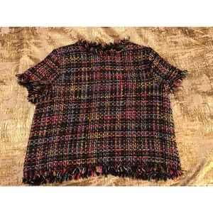 Zara Rainbow Tweed Top with Fringe